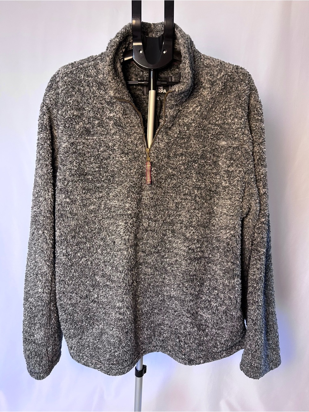 Alpine Sherpa Men’s 1/4 Zip Fleece Pullover Jacket 2XL Grey Fuzzy Teddy Warm